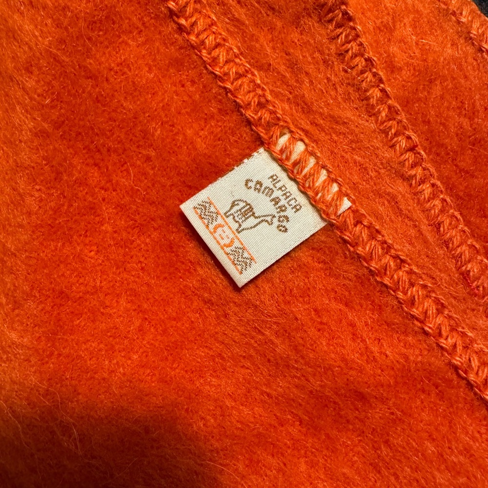 Bright Orange Alpaca Scarf with Fringe - Picture 4 of 5